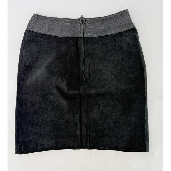 Vtg I.O.U. Leather Black Suede‎ Mini Skirt Size 9 Western Boho - Picture 3 of 12